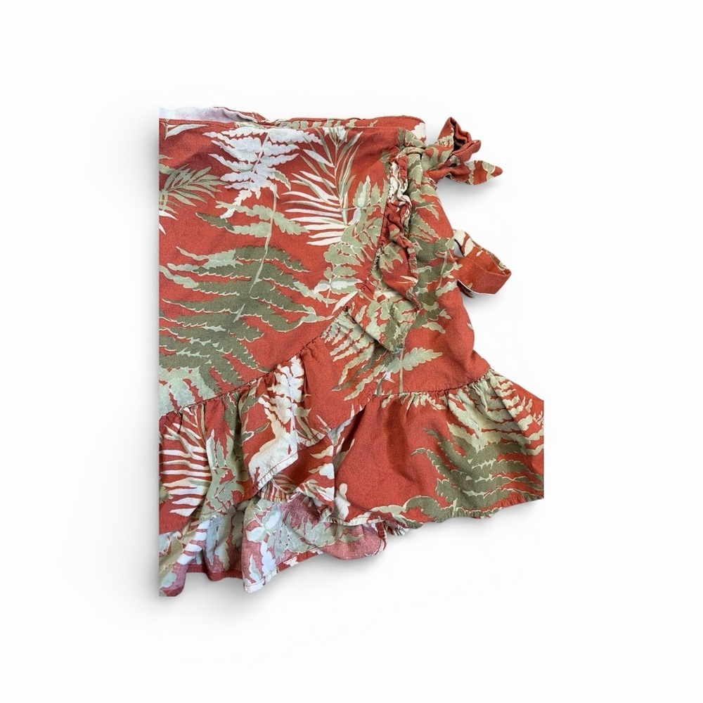 Zara Orange and Green Wrap Floral Skirt XS - Picture 2 of 6